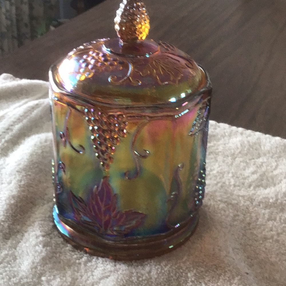 Carnival glass jar